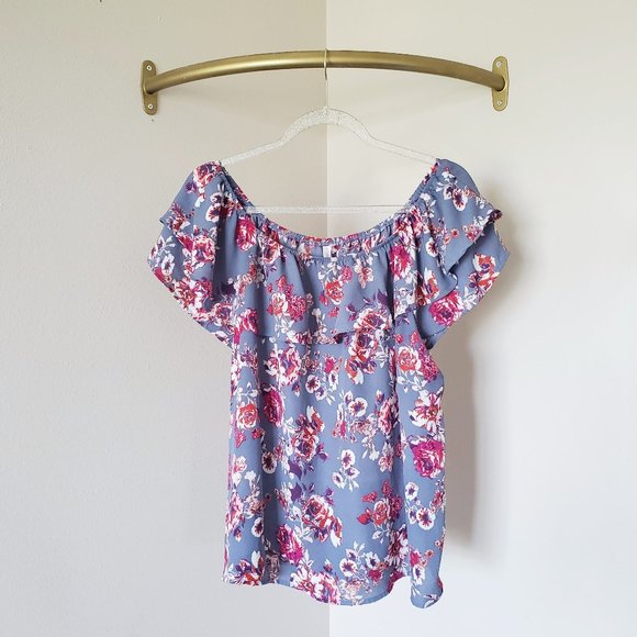 Xhilaration Tops - Xhilaration Floral Off the Shoulder Blouse XXL